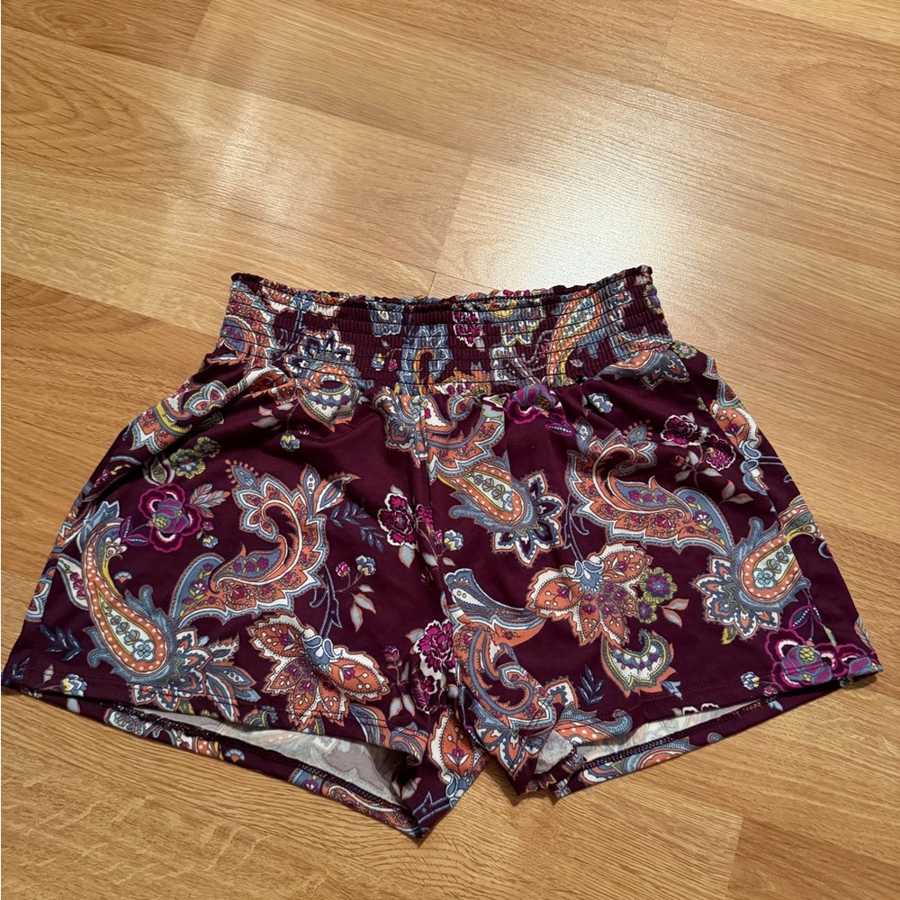 Eye Candy High Waist Paisley Shorts - Purple and Orange